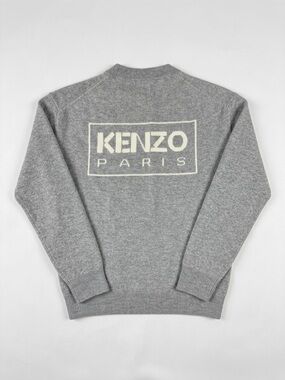 Kenzo Grey Crewneck Sweater with Cream Logo